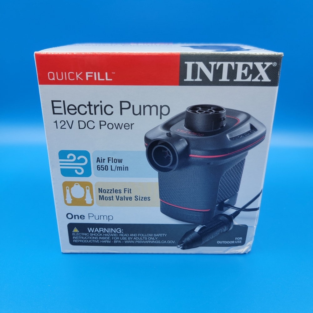 Intex Quick Fill DC Electric Air Pump 12V Car Plug Max Air Flow Inflator NEW